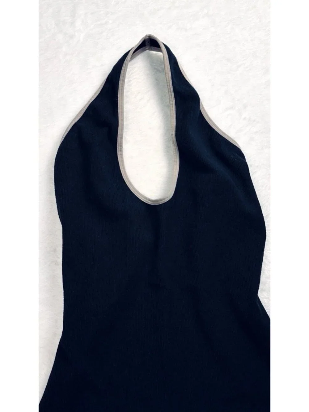Free People Intimately Black Ribbed Halter Tank Top Fitted Stretch SP Minimalist - Picture 6 of 13